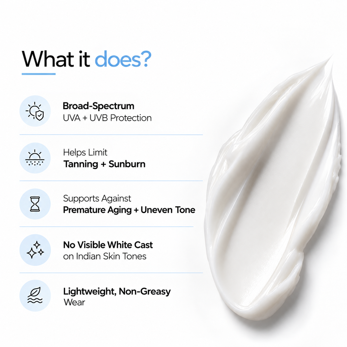 SPF 50 PA++++ Broad Spectrum Sunscreen With Advanced Hybrid UV Filter System + 2% Niacinamide + 1% Vitamin B5