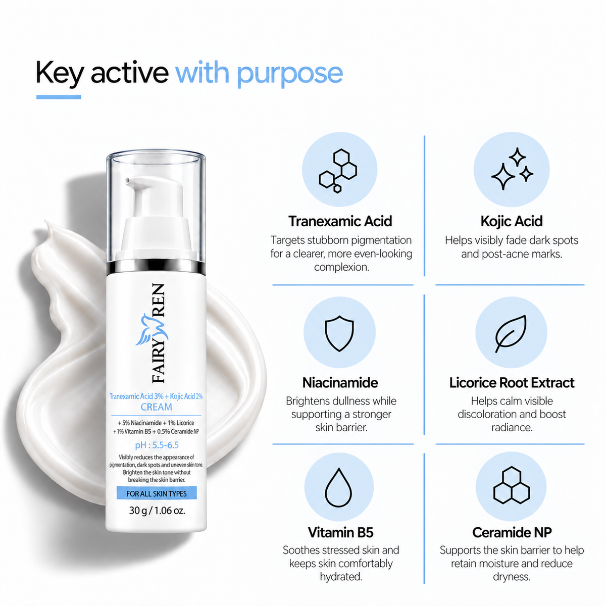 3% Tranexamic Acid + 2% Kojic Acid Pigmentation Cream | Brightening cream | Night cream