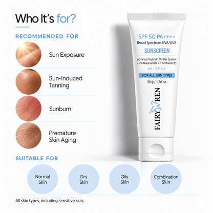 SPF 50 PA++++ Broad Spectrum Sunscreen With Advanced Hybrid UV Filter System + 2% Niacinamide + 1% Vitamin B5