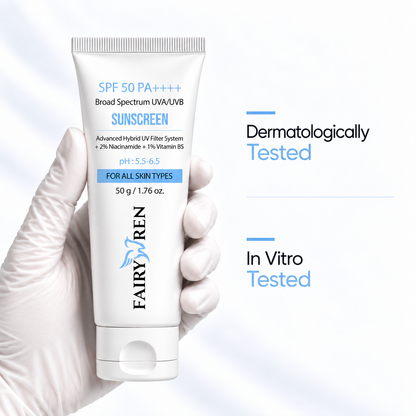 SPF 50 PA++++ Broad Spectrum Sunscreen With Advanced Hybrid UV Filter System + 2% Niacinamide + 1% Vitamin B5